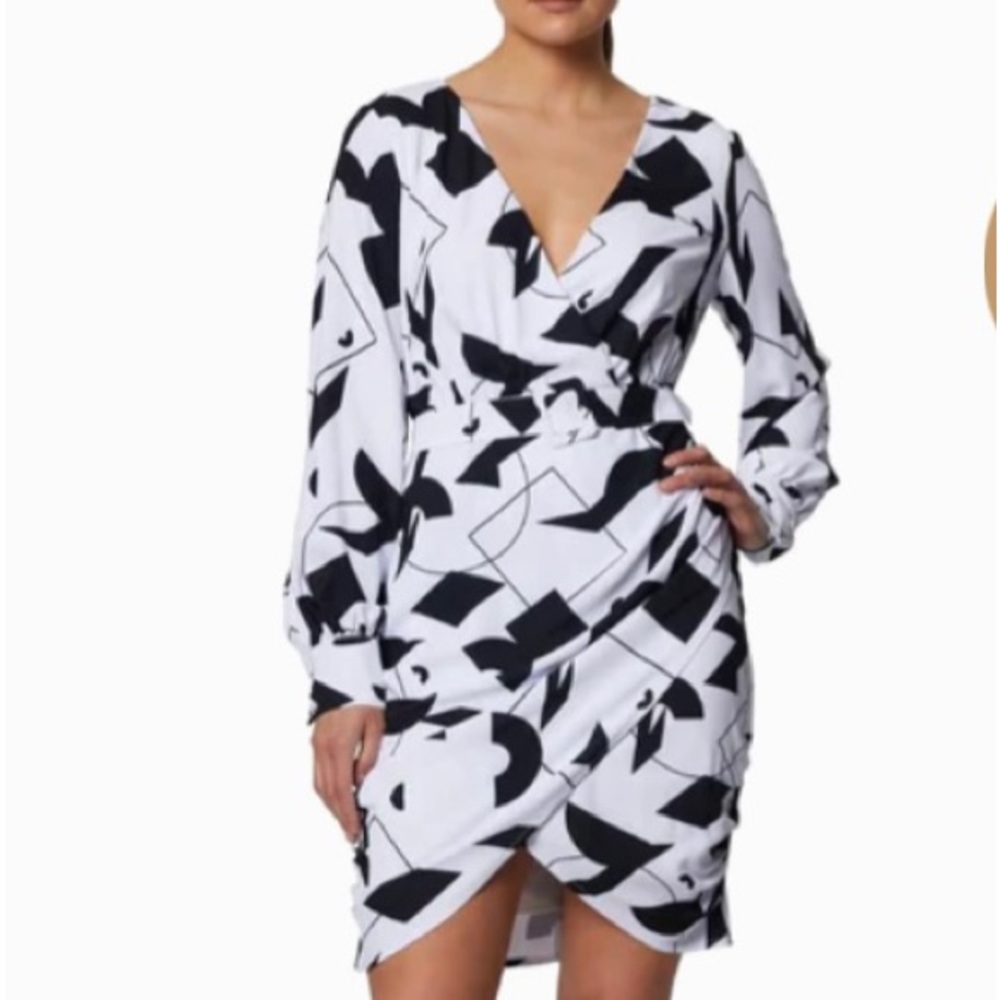WOMENS PRINTED LONG SLEEVE MINI DRESS—Laundry by Shelli Segal